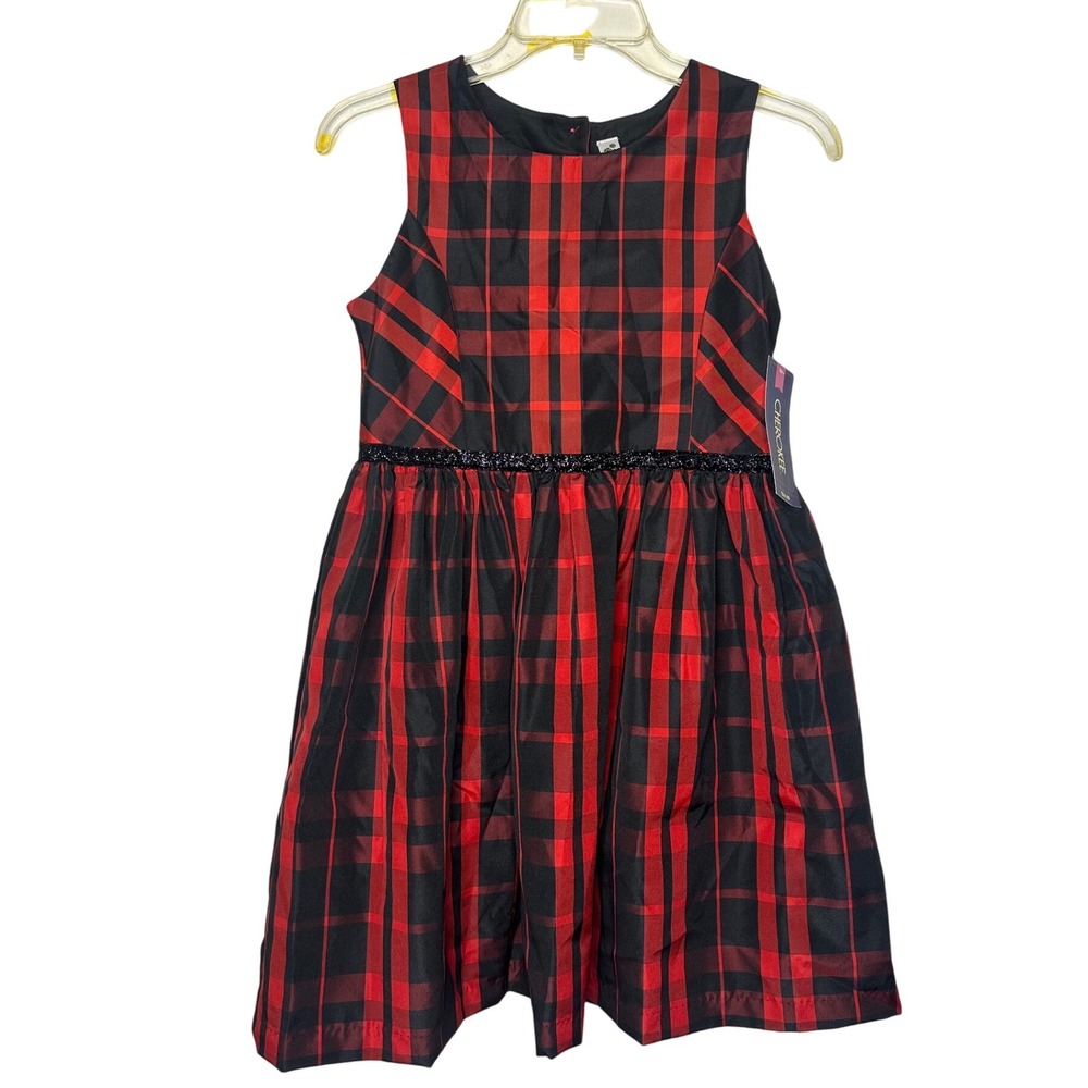 Cherokee Little Girls Plaid‎ Christmas Holiday Dress Size Large Red And Black